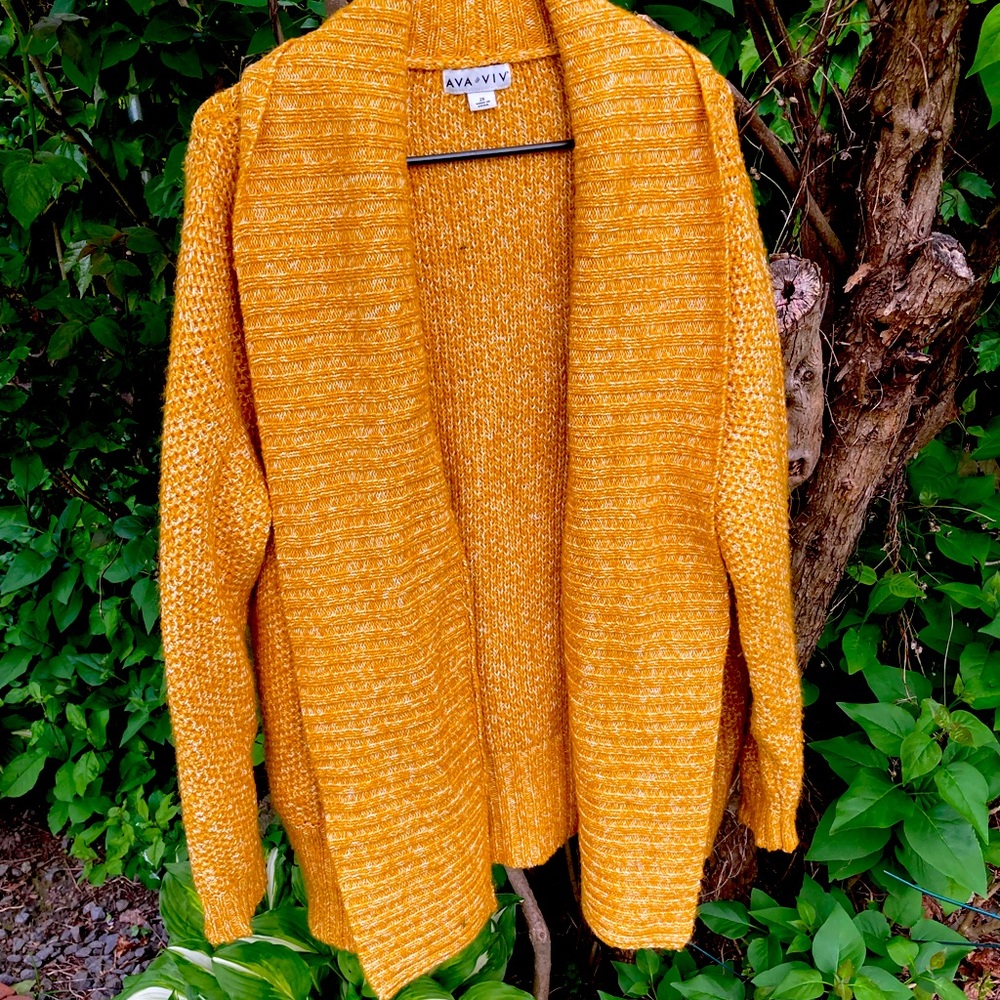 Chunky Yellow Cardigan - PLUS